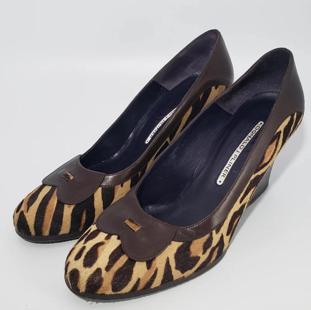 Donald J Pliner Animal Print Leather Wedge Heels